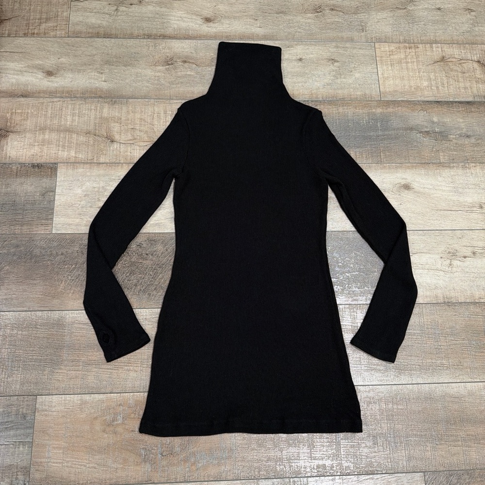 Enza Costa knit turtleneck sweater mini dress in black - Picture 2 of 5